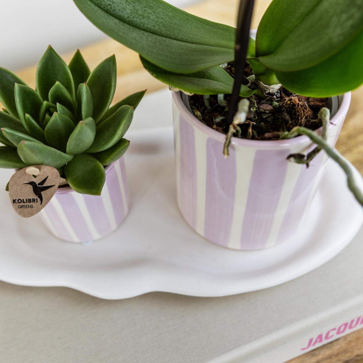 Kolibri Home | Painted stripe - Pink - Ø9cm